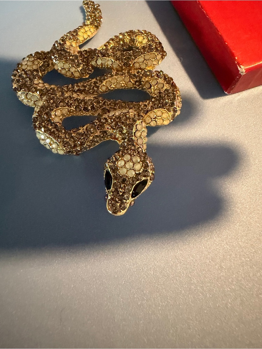 Natasha Couture Rhinestone Encrusted Snake Statement Brooch Pin